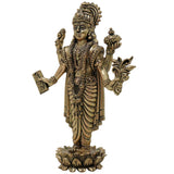 Brass Dhanvantari Idol Murti, Dhanvantri Dhanwantri Arogya Devata Ayurveda Vishnu Narayana Healing Vigraha for Pooja Home Temple Decor, Gold, 6 Inch, 1 Piece