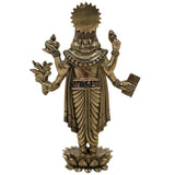 Brass Dhanvantari Idol Murti, Dhanvantri Dhanwantri Arogya Devata Ayurveda Vishnu Narayana Healing Vigraha for Pooja Home Temple Decor, Gold, 6 Inch, 1 Piece