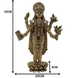 Brass Dhanvantari Idol Murti, Dhanvantri Dhanwantri Arogya Devata Ayurveda Vishnu Narayana Healing Vigraha for Pooja Home Temple Decor, Gold, 6 Inch, 1 Piece