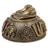Brass Balaji Charan Paduka Idol, Lord Venkateswara Srinivasa Govinda Perumal Tirupati Tirumala Sacred Footprint for Puja & Home Mandir, Gold, 1 Inch, 1 Piece