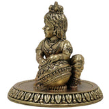 Divine Brass Bal Gopal Idol, Bal Krishna Murti, Laddu Gopal Vigraha, Bala Gopala Child Krishna Sculpture for Puja & Home Decor, Gold, 3 Inch, 1 Piece