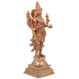 Handcrafted Bronze Saraswati Sharada Vagdevi Idol, Veena Vadini Vidya Devi Chola Art Sculpture for Home Temple Pooja, Gold, 15 Inch, 1 Piece