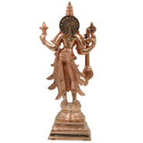 Handcrafted Bronze Saraswati Sharada Vagdevi Idol, Veena Vadini Vidya Devi Chola Art Sculpture for Home Temple Pooja, Gold, 15 Inch, 1 Piece