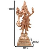 Handcrafted Bronze Saraswati Sharada Vagdevi Idol, Veena Vadini Vidya Devi Chola Art Sculpture for Home Temple Pooja, Gold, 15 Inch, 1 Piece