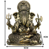 Brass Ganesha Idol, Ganapati Vinayaka Vighneshwara Ekadanta Lambodara Murti for Home Pooja Decor & Gifts, Gold, 3 Inch, 1 Piece