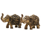 Brass Elephant Pair, Gaj Hathi Yanai Aanai Peetal Pittal Mini Idol for Pooja Vastu Decor, Gold, 1 Inch, 2 Piece