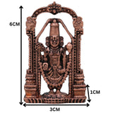 Copper Venkateshwara Balaji Sculpture, Handcrafted Sri Srinivasa Tirupati Perumal Govinda Tamraloha Vigraham for Home Puja Decor, Brown, 2.36 Inch, 1 Piece
