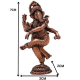 Copper Dancing Ganesha Idol, Nritta Ganapati Nartana Vinayaka Nritya Ganesha Tamra Vigraham for Home Pooja Decor & Gifting, Brown, 3 Inch, 1 Piece