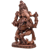 Copper Dancing Ganesha Idol, Nritta Ganapati Nritya Vinayaka Tamra Vigraham Narthana Pillaiyar Sculpture for Pooja Decor Gift, Brown, 3 Inch, 1 Piece