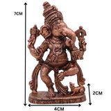 Copper Dancing Ganesha Idol, Nritta Ganapati Nritya Vinayaka Tamra Vigraham Narthana Pillaiyar Sculpture for Pooja Decor Gift, Brown, 3 Inch, 1 Piece