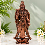 Copper Meenakshi Amman Idol, Meenatchi Meenalochani Devi Tamraloha Vigraham Murti for Home Pooja & Decor, Brown, 4.5 Inch, 1 Piece