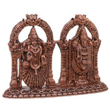 Copper Venkateshwara Balaji Idol with Lakshmi, Srinivasa Govinda Perumal Tamra Vigraham Murti for Home Puja Decor, Brown, 2 Inch, 1 Piece