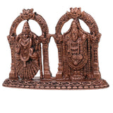 Copper Venkateshwara Balaji Idol with Lakshmi, Srinivasa Govinda Perumal Tamra Vigraham Murti for Home Puja Decor, Brown, 2 Inch, 1 Piece