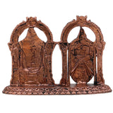 Copper Venkateshwara Balaji Idol with Lakshmi, Srinivasa Govinda Perumal Tamra Vigraham Murti for Home Puja Decor, Brown, 2 Inch, 1 Piece