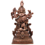 Copper Panchamukhi Veera Hanuman Idol, Panchamukha Anjaneya Swamy Vigraham, Panchavaktra Bajrangbali Murti for Pooja & Home Decor, Brown, 6.5 Inch, 1 Piece