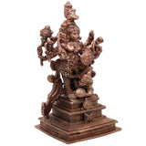 Copper Panchamukhi Veera Hanuman Idol, Panchamukha Anjaneya Swamy Vigraham, Panchavaktra Bajrangbali Murti for Pooja & Home Decor, Brown, 6.5 Inch, 1 Piece