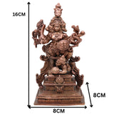 Copper Panchamukhi Veera Hanuman Idol, Panchamukha Anjaneya Swamy Vigraham, Panchavaktra Bajrangbali Murti for Pooja & Home Decor, Brown, 6.5 Inch, 1 Piece