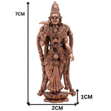 Copper Meenakshi Amman Idol, Handcrafted Meenatchi Meenalochani Sundareswari Tamra Vigraham for Home Pooja & Decor, Brown, 3 Inch, 1 Piece