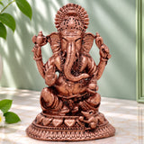 Copper Ganesha Idol, Tamra Ganapati Vinayaka Vigraham, Vighneshwara Ekadanta Murti for Home Puja Decor & Gifts, Brown, 2 Inch, 1 Piece