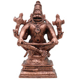 Copper Yoga Narasimha Idol, Yoganarasimha Dhyan Narasimha Shanta Saumya Narasimha Vigraham for Home Pooja & Temple Decor, Brown, 4 Inch, 1 Piece