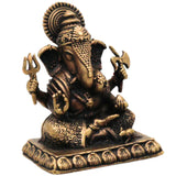 Brass Ganapati Murti Vinayaka Idol, Ganesha Sculpture for Pooja Room Decor, Vighneshwara Gajanana Statue for Home & Gifts, Brown, 2 Inch, 1 Piece