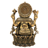 Brass Ganesha Idol Peetal Ganapati Vinayaka Murti Vighnaharta Siddhivinayak Pillaiyar Statue for Puja Home Decor Gift, Gold, 4 Inch, 1 Piece