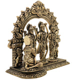 Brass Ram Darbar Murti, Handcrafted Shri Ram Parivar Idol with Sita Lakshman Hanuman, Traditional Pooja Vigraha for Home Mandir & Sacred Decor, Gold, 4 Inch, 1 Piece