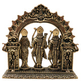 Brass Ram Darbar Murti, Handcrafted Shri Ram Parivar Idol with Sita Lakshman Hanuman, Traditional Pooja Vigraha for Home Mandir & Sacred Decor, Gold, 4 Inch, 1 Piece