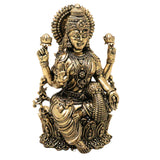 Brass Mahalakshmi Idol Sri Lakshmi Murti Peetal Ashtalakshmi Vigraha Kamala Indira Dhana Gaja Varalakshmi Moorthi for Puja Home Decor Gift, Gold, 4 Inch, 1 Piece
