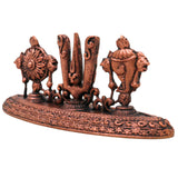 Copper Shankha Chakra Namam Balaji Symbols Idol, Handcrafted Sri Venkateswara Srinivasa Govinda Perumal Thirumal Puja Murti for Home Temple Decor & Gifts, Brown, 1 Inch, 1 Piece