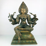 Bronze Mariamman Idol, Handcrafted Mariamma Devi, Mariyamma Amman, South Indian Shakti Goddess Vigraham for Temple & Pooja, Brown, 19.5 Inch, 1 Piece