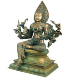 Bronze Mariamman Idol, Handcrafted Mariamma Devi, Mariyamma Amman, South Indian Shakti Goddess Vigraham for Temple & Pooja, Brown, 19.5 Inch, 1 Piece