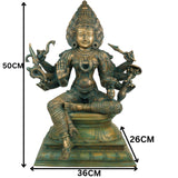 Bronze Mariamman Idol, Handcrafted Mariamma Devi, Mariyamma Amman, South Indian Shakti Goddess Vigraham for Temple & Pooja, Brown, 19.5 Inch, 1 Piece