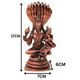 Copper Sri Hayagriva Lakshmi Idol with Nag Aura, Tamra Lakshmi Hayagreeva Swamy Murti for Pooja Mandir Decor, Brown, 6.5 Inch, 1 Piece