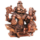 Copper Lakshmi Narasimha Idol Tamra Vigraha Sri Narasimhaswamy Murti Statue for Pooja Home Decor, Brown, 4 Inch, 1 Piece