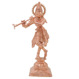 Bronze Shri Krishna Idol, Venugopala Govinda Gopal Murti Chola Art Handmade Temple Vigraha for Home Pooja Decor, Gold, 8 Inch, 1 Piece