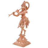 Bronze Shri Krishna Idol, Venugopala Govinda Gopal Murti Chola Art Handmade Temple Vigraha for Home Pooja Decor, Gold, 8 Inch, 1 Piece