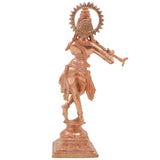 Bronze Shri Krishna Idol, Venugopala Govinda Gopal Murti Chola Art Handmade Temple Vigraha for Home Pooja Decor, Gold, 8 Inch, 1 Piece