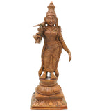 Bronze Meenakshi Amman Idol, Madurai Meenakshi Ambal Devi Murti, South Indian Chola Style Kamsya Panchaloha Vigraha for Home Temple Pooja, Brown, 6 Inch, 1 Piece