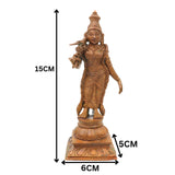 Bronze Meenakshi Amman Idol, Madurai Meenakshi Ambal Devi Murti, South Indian Chola Style Kamsya Panchaloha Vigraha for Home Temple Pooja, Brown, 6 Inch, 1 Piece