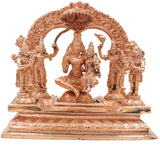 Bronze Vishnu Darbar Idol, Lakshmi Narayana Sriman Narayana Maha Vishnu Parivar Panchaloha Style Kansa Temple Sculpture for Home Mandir & Pooja, Gold, 6.5 Inch, 1 Piece