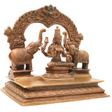 Bronze Gaja Lakshmi Idol Sri Gajalakshmi Mahalakshmi Devi Elephant Lakshmi Murti Traditional Chola Art Statue for Puja Mandir Decor, Brown, 6.5 Inch, 1 Piece