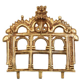 Brass Prabhavali Makara Torana Arch (Prabha Valli / Prabhamandala) Peetal Pital Pittalai Temple Idol Back Aureole Frame for Murti Vigraha Pooja Mandir Decor, Gold, 10.5 Inch, 1 Piece