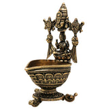 Brass Vishnu Lakshmi Lamp Lakshmi Narayan Deepam Vilakku Mahalakshmi Narayana Diya Peetal Pital Pittal Hittale Sacred Pooja Jyoti Mandir Oil Deep, Gold, 3 Inch, 1 Piece