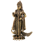 Brass Murugan Idol Kartikeya Skanda Subramanya Shanmukha Arumugam Saravana Vel Mayilvahanan Pital Peetal Murti for Puja Mandir Home Decor, Gold, 4.5 Inch, 1 Piece