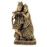 Brass Radha Krishna Idol Peetal Radhe Shyam Murti Radha Madhav Govind Gopal Shyamsundar Vigraha for Home Pooja Decor Gift, Gold, 4.5 Inch, 1 Piece