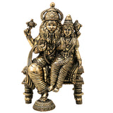 Brass Lakshmi Narasimha Idol Peetal Lakshmi Nrusimha Swamy Murti Narasingha Dev Vigraha Narasimhar Perumal Moorthi for Puja Home Decor, Gold, 5.5 Inch, 1 Piece
