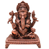 Copper Ganesha Idol, Tamra Ganapati Vinayaka Vighneshwara Siddhivinayak Pillaiyar Murti for Puja Mandir Home Decor Gift, Brown, 3 Inch, 1 Piece