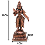 Copper Sri Devi Mahalakshmi Idol, Tamra Lakshmi Devi Murti, Vishnu Priya Narayani Vigraham for Pooja, Home Mandir Decor & Auspicious Gifts, Brown, 4 Inch, 1 Piece