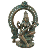 Bronze Saraswati Idol Veena Vadini Hamsa Vahini Sharada Vani Vagdevi Vidya Saraswati Murti Statue for Home Temple Worship and Decor, Brown, 12.5 Inch, 1 Piece